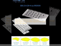 Geavanceerde PC 3030 LED-optica 92% lichttransmissie Anti-glare Wide Angle voor stedelijke straat- en parkeerplaatsverlichting